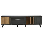 MERAX Meuble tv noir+naturel 200 cm mdf