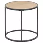 TOILINUX Table d'appoint ou bout de canapé rond en MDF et métal diam.45cm - Beige et Noir