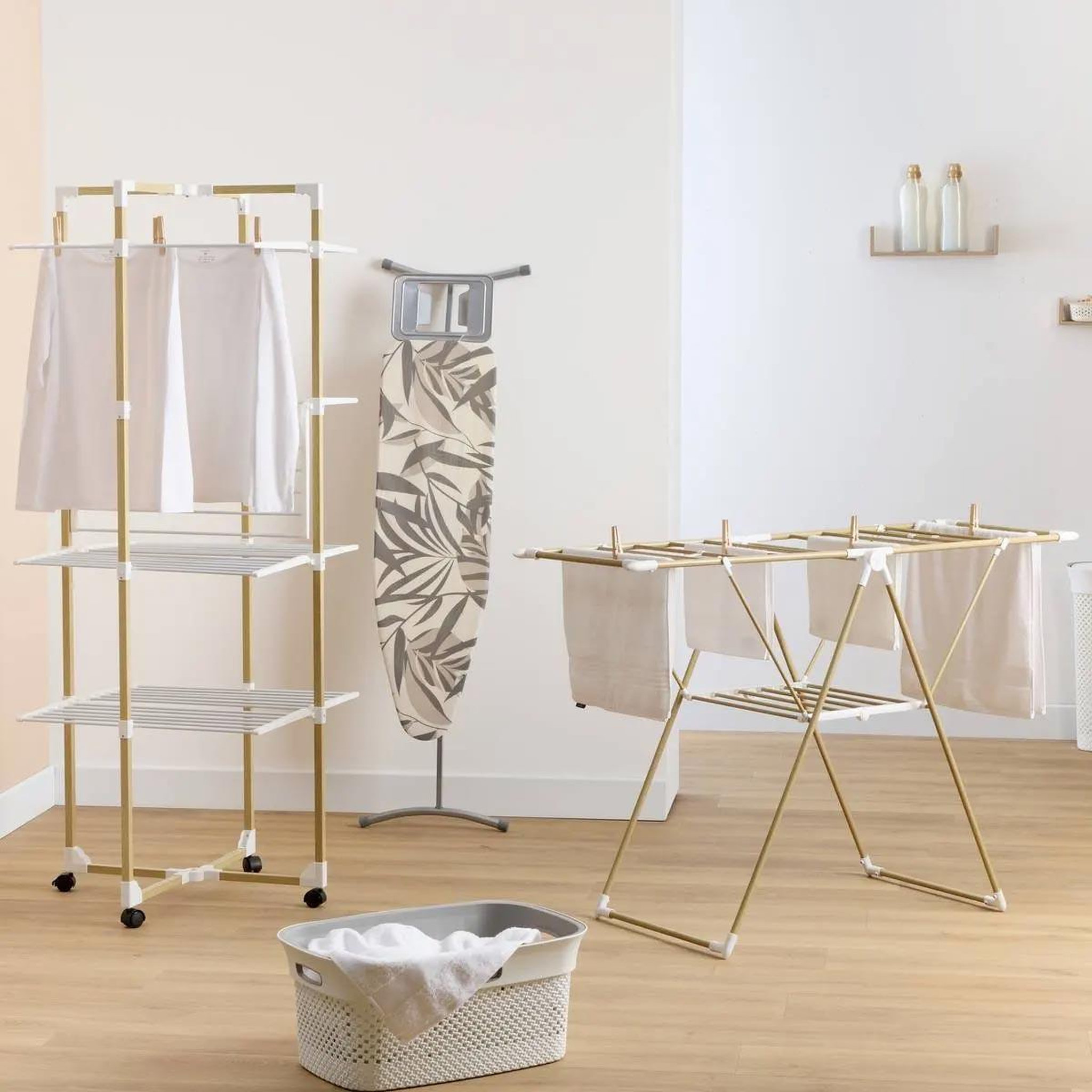 Voir la diapositive 5 : FIVE Séchoir à linge effet bois Bara - 13m d'étendage - Marron