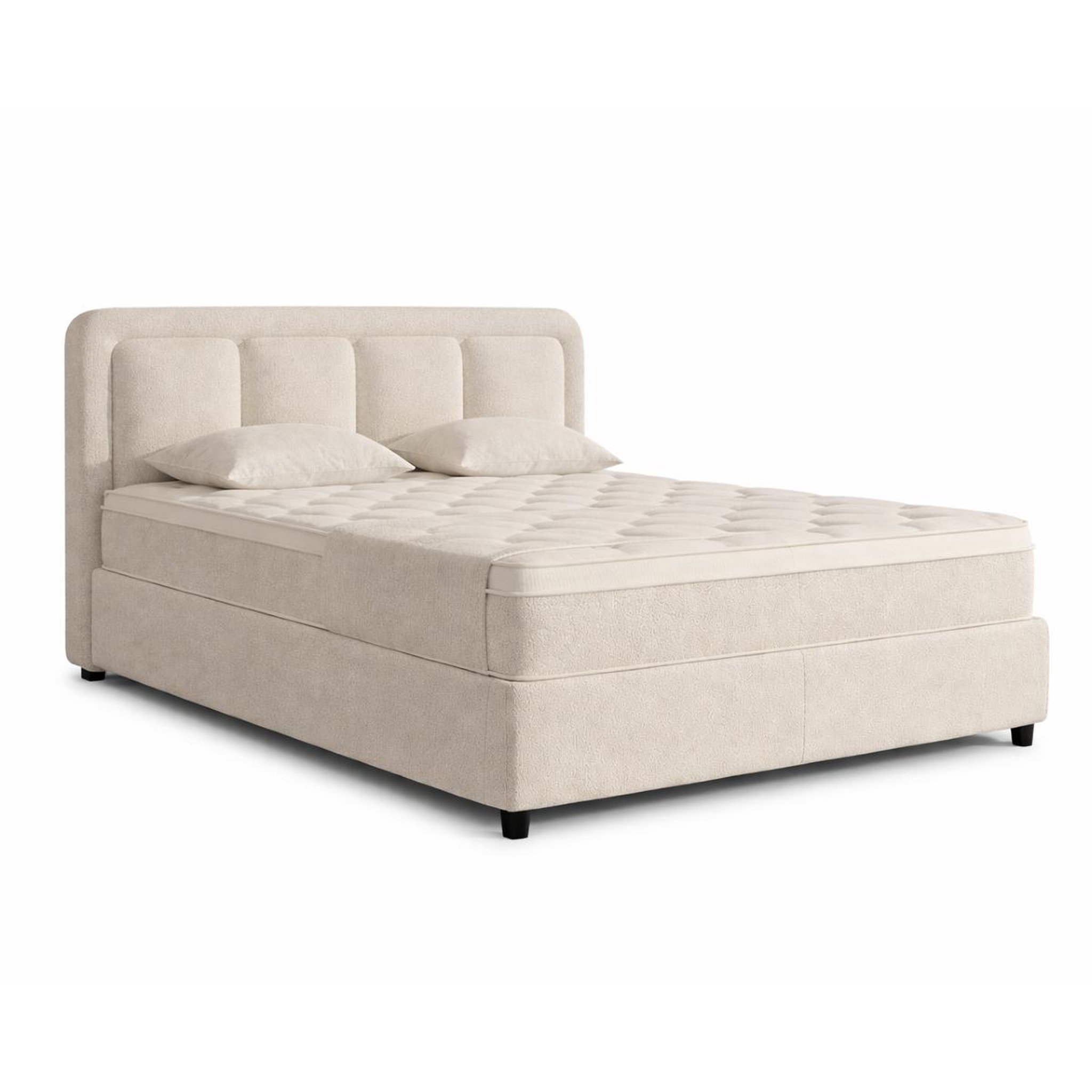 JLC KREATION Lit coffre 160cm en tissu + matelas + surmatelas kapy