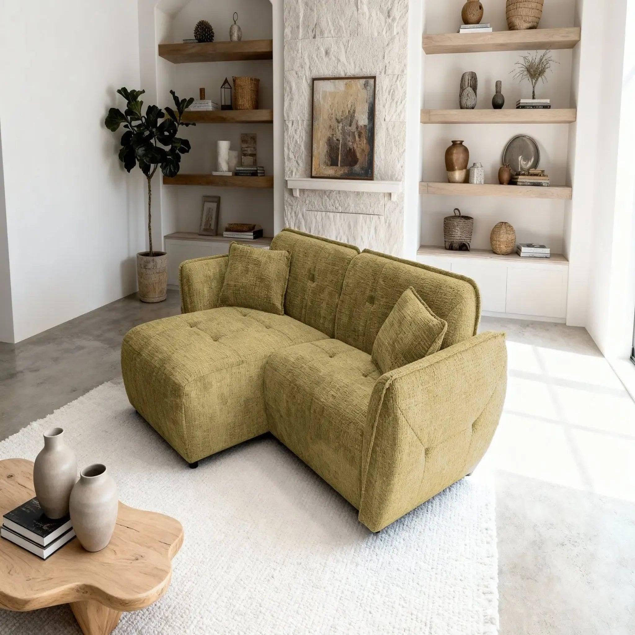 Voir la diapositive 6 : CASANOVA PARIS Mona - canapé d'angle tissu chenille 4 places droit