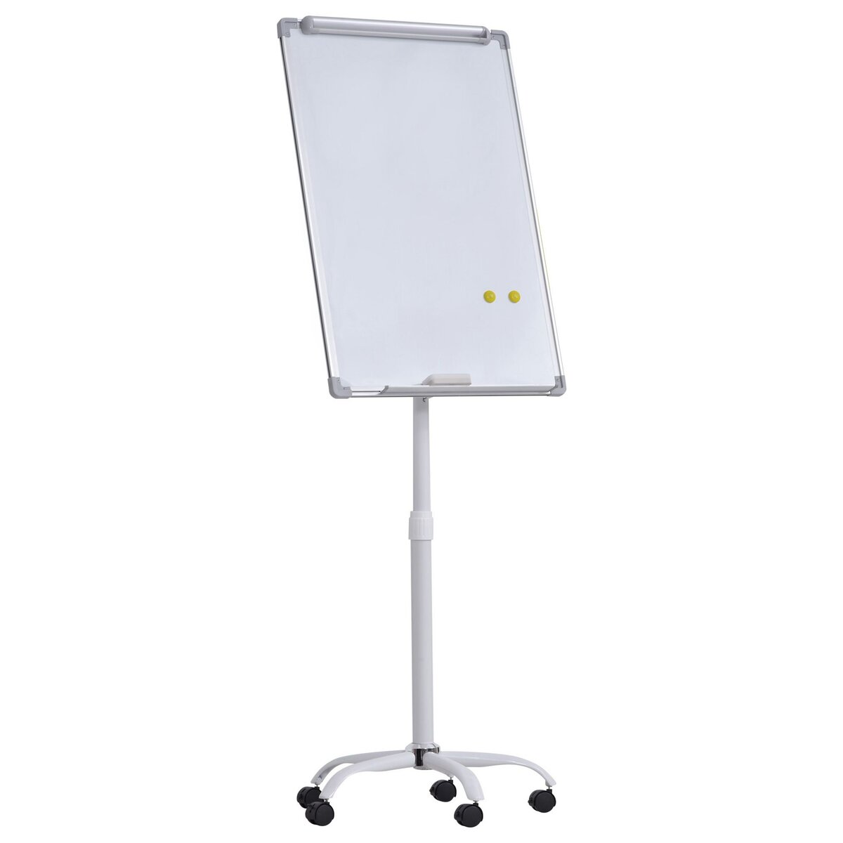 HOMCOM Vinsetto Chevalet de conférence mobile - tableau blanc effaçable,  magnétique réglable en hauteur - dim. 62L x 60l x 162-194H cm accessoires  inclus blanc pas cher 