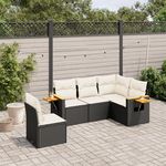 VIDAXL Salon de jardin 5 pcs avec coussins noir resine tressee