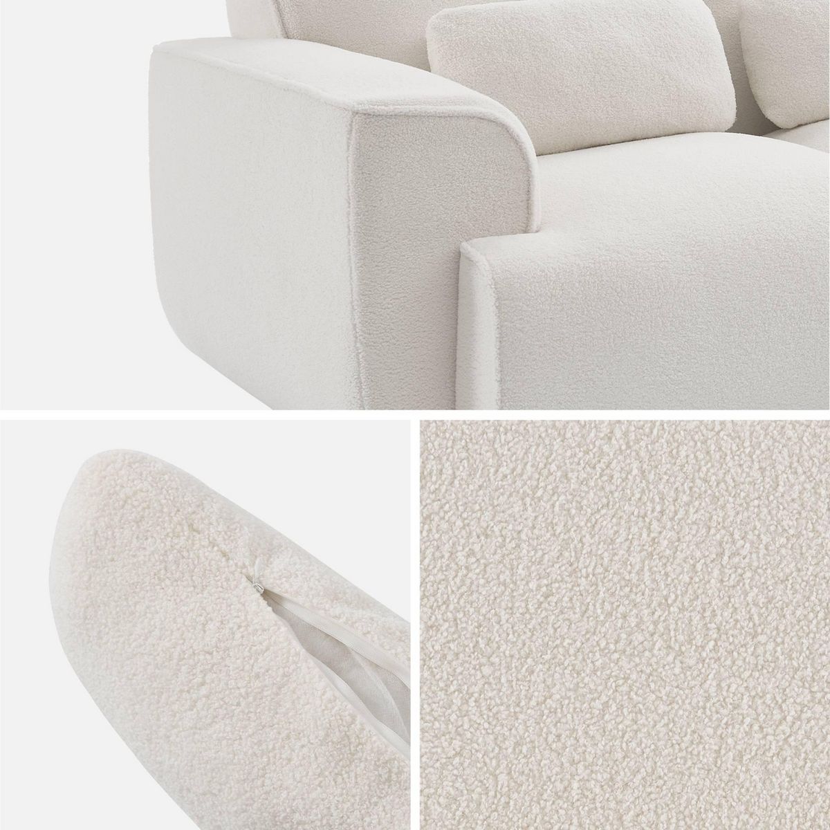 SWEEEK Canapé 2 places. tissu bouclette. 2 coussins déhoussables. Wallas  L 178 x P 97.5 x H 73cm