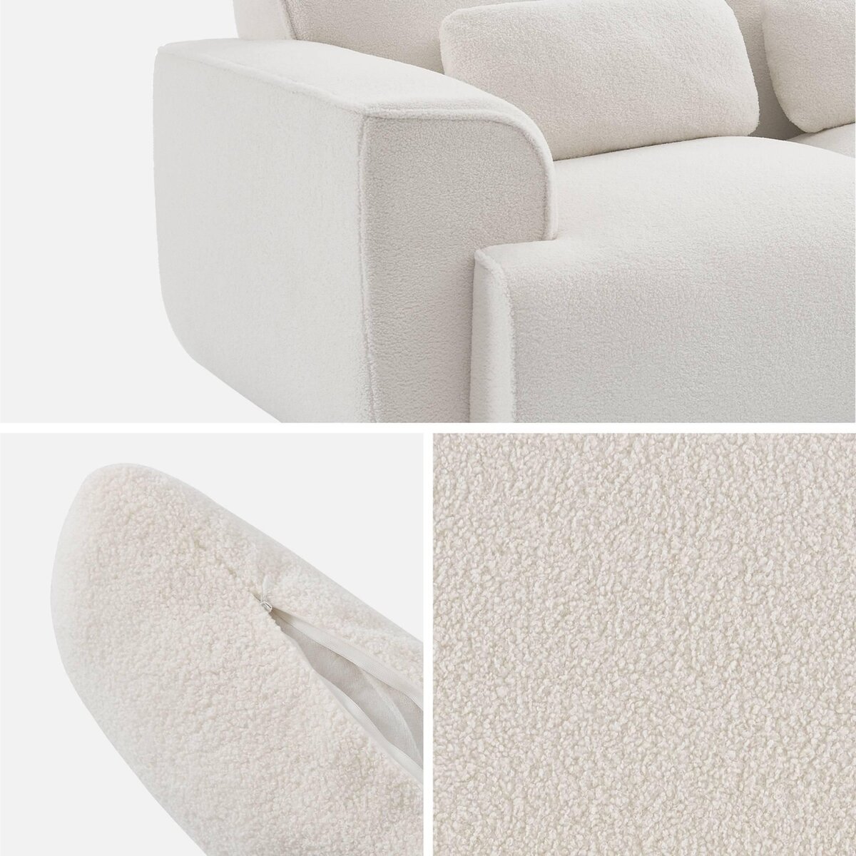 SWEEEK Canapé 2 places. tissu bouclette. 2 coussins déhoussables. Wallas  L 178 x P 97.5 x H 73cm