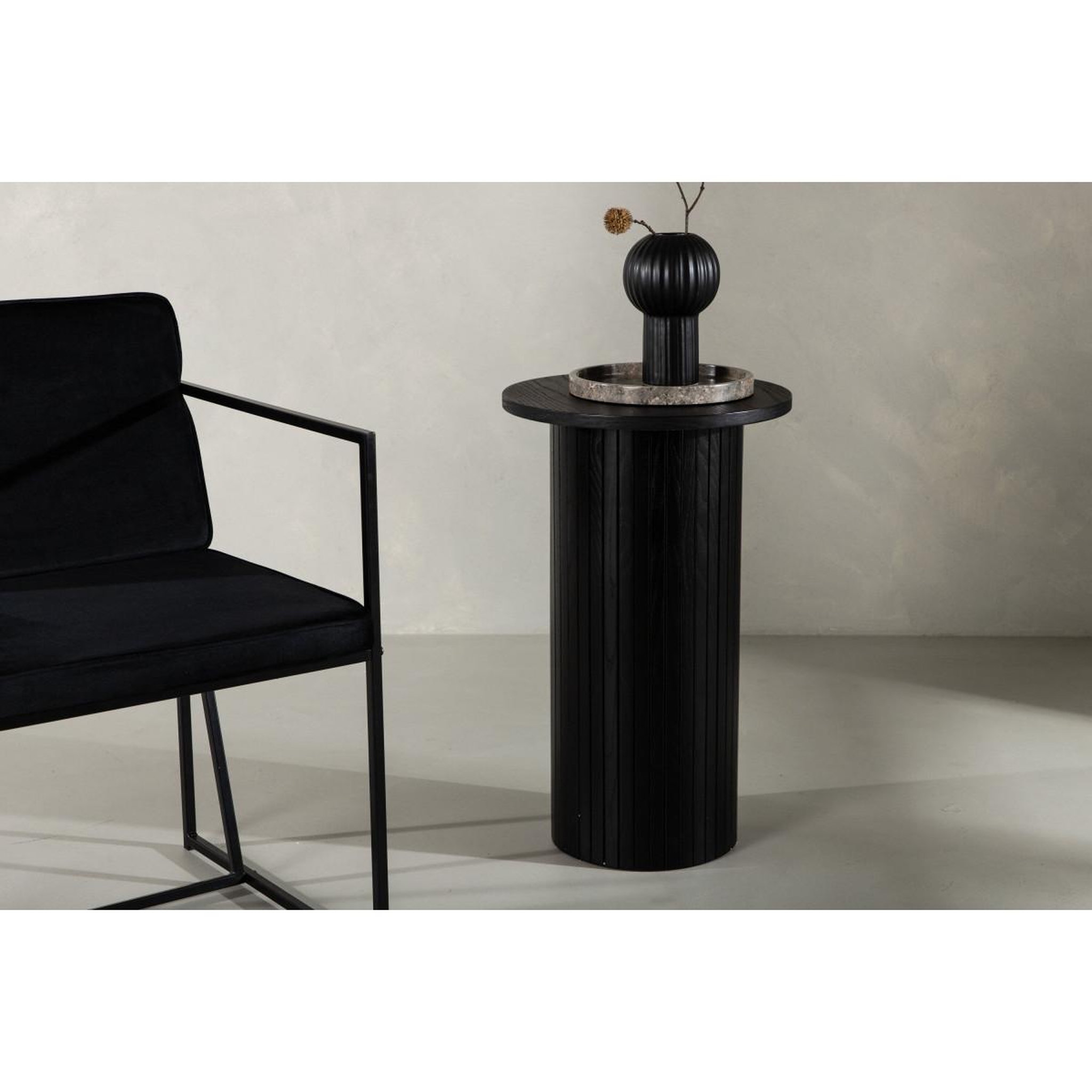 Voir la diapositive 6 : Paris Prix Table d'appoint design nervuré  bianca  65cm noir