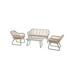 HESPERIDE Salon de jardin en résine tressée Lambada Sésame avec table basse rectangulaire - 4 places - Hespéride