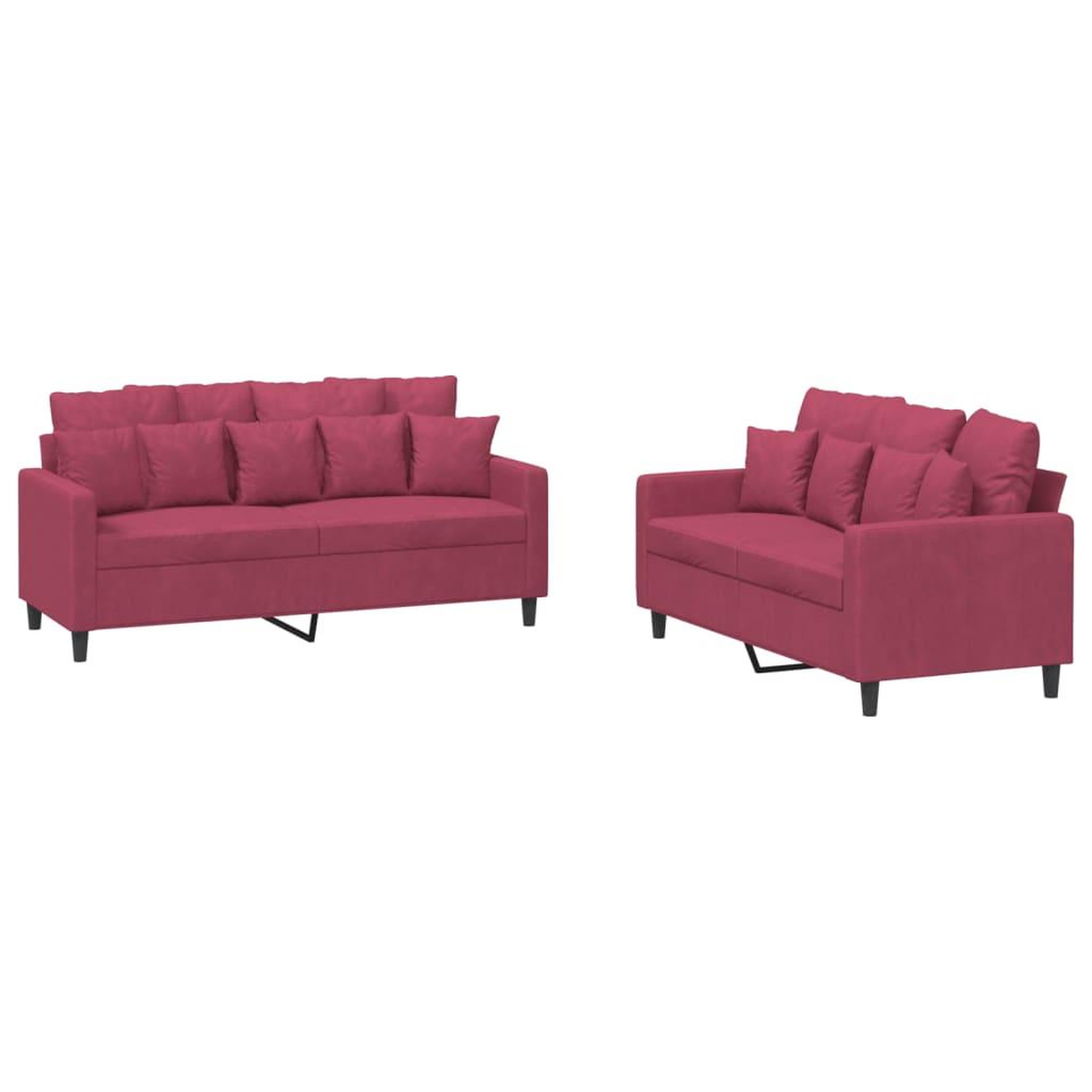 Voir la diapositive 2 : VIDAXL Ensemble de canapes 2 pcs avec coussins Rouge bordeaux Velours