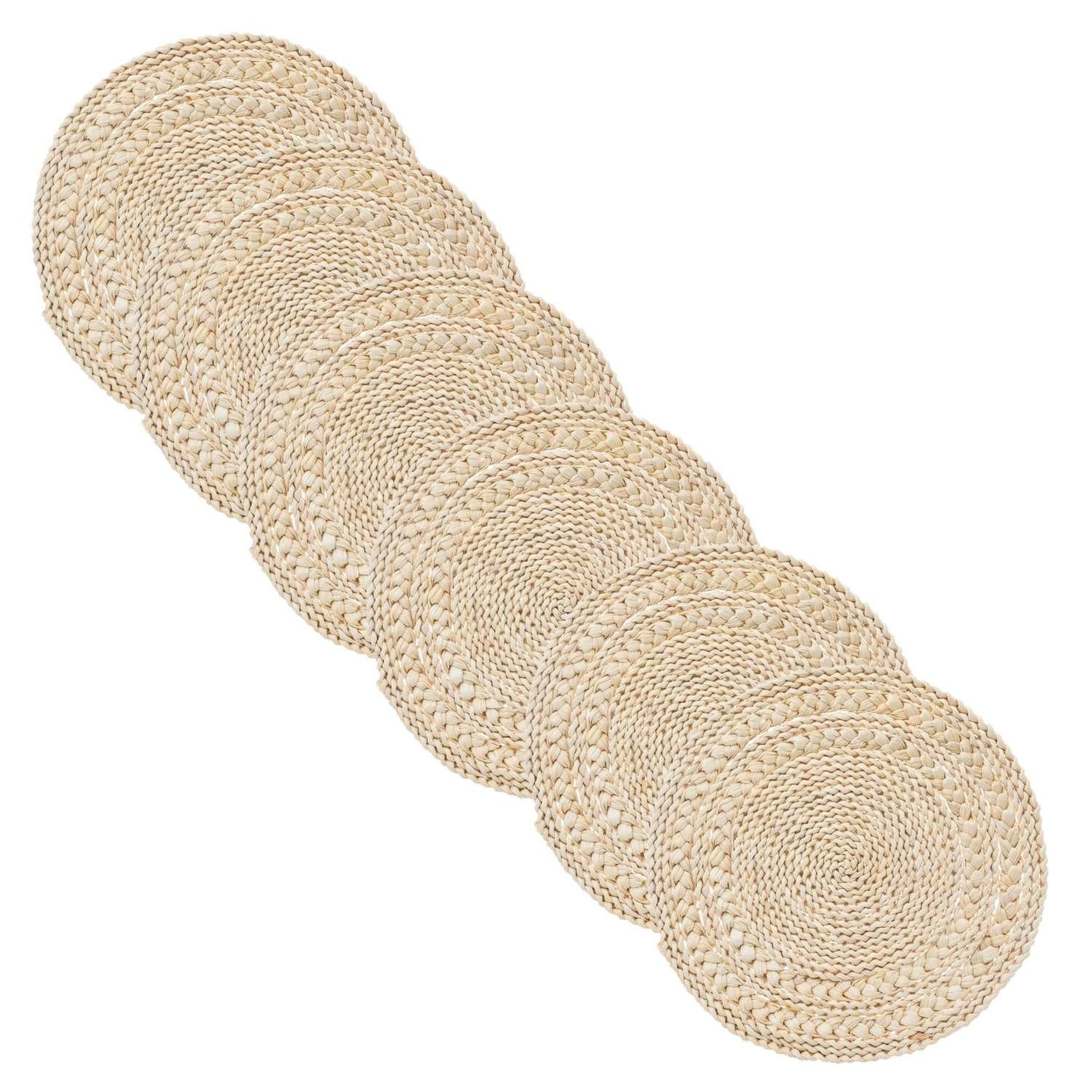 Voir la diapositive 1 : TOILINUX Lot de 6 sets de table rond escambia - diam 38 cm - beige