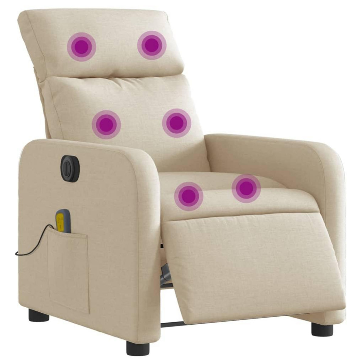 VIDAXL Fauteuil inclinable de massage electrique creme tissu