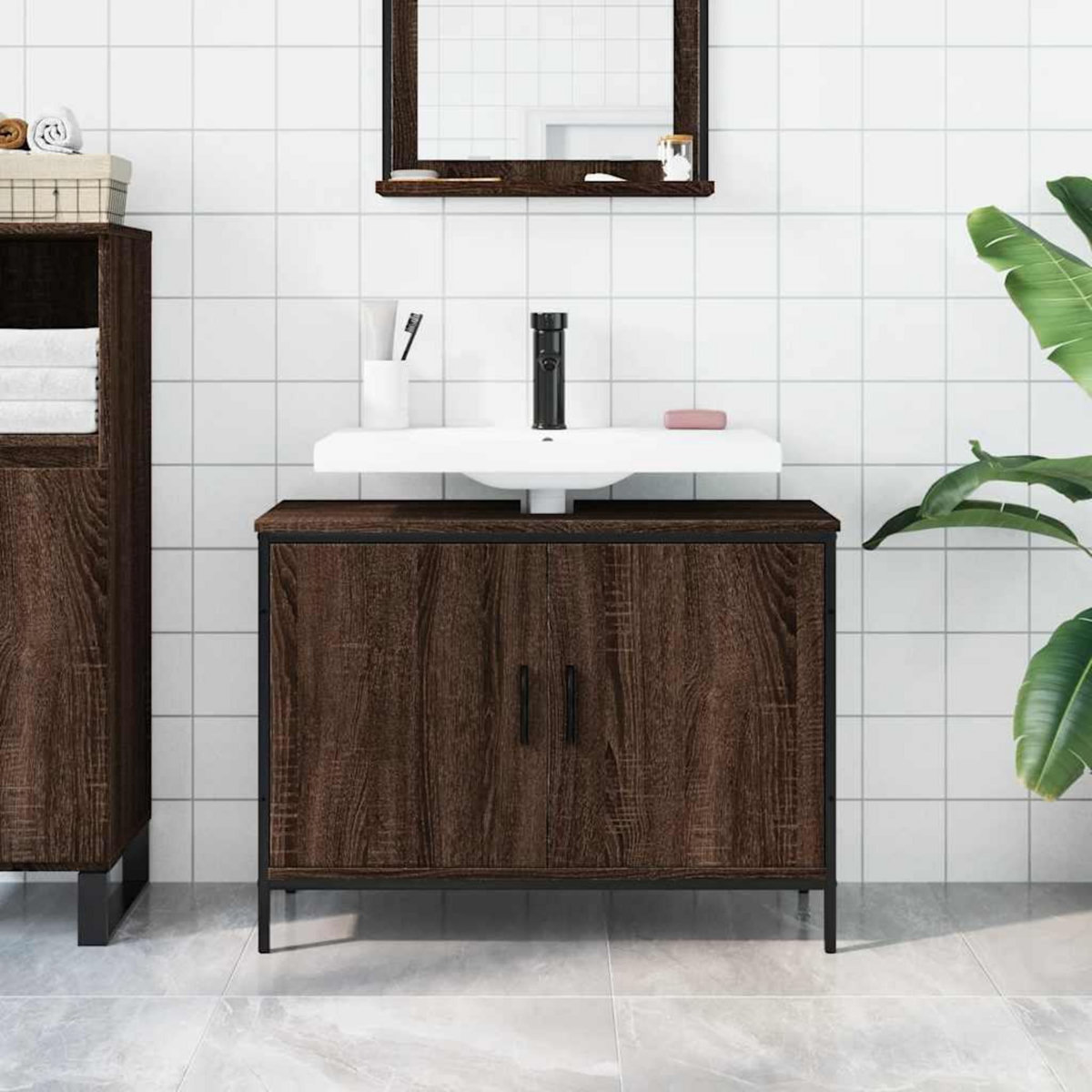 VIDAXL Armoire lavabo de salle de bain chene marron 80x30x60 cm