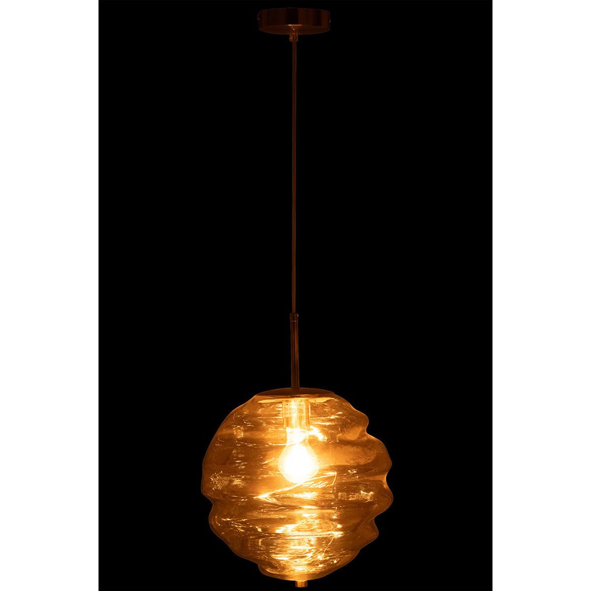 Voir la diapositive 3 : J-LINE Lampe Suspension en Verre  Ruche  34cm Cognac Clair