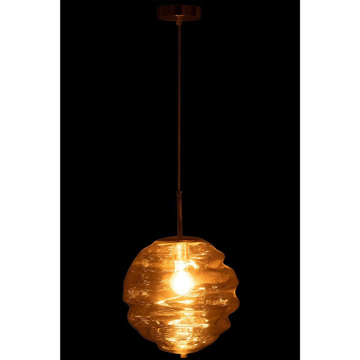 Paris Prix Lampe Suspension en Verre  Ruche  34cm Cognac Clair
