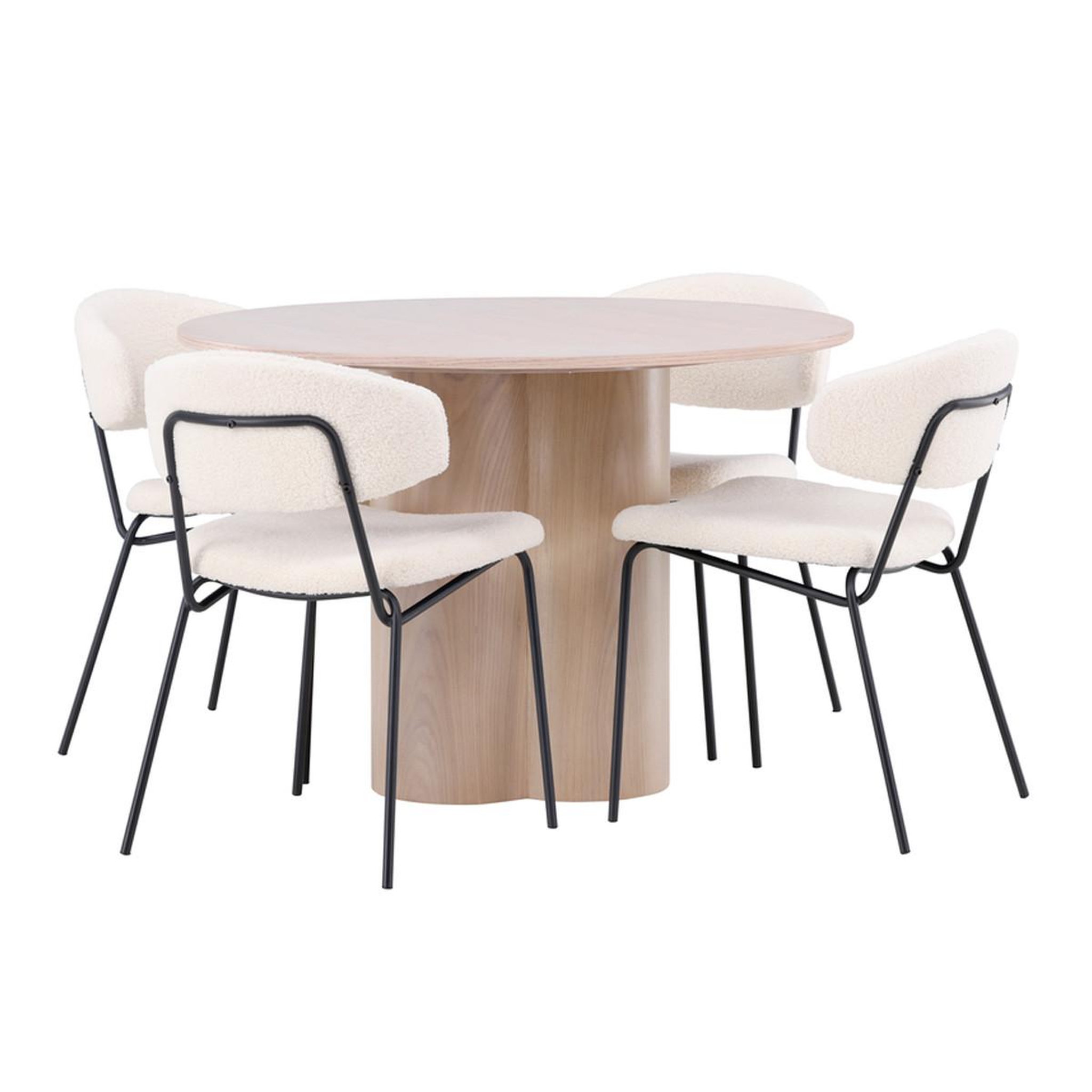 Paris Prix Ensemble table à manger & 4 chaises  olivia & chico  110cm naturel & blanc crème