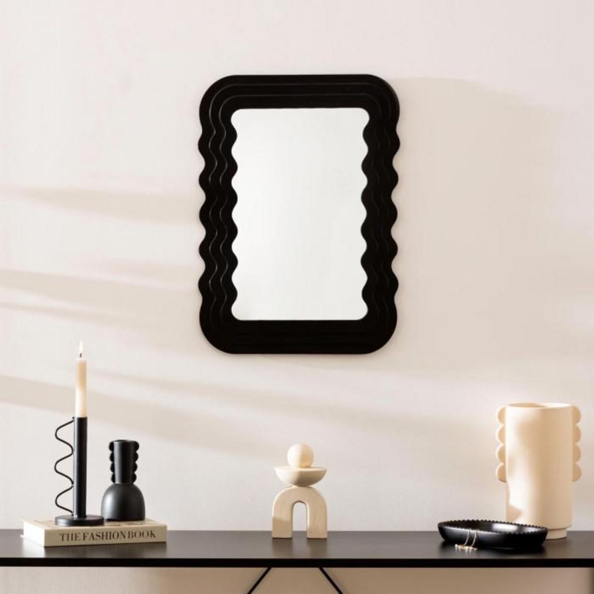 ATMOSPHERA Miroir Mural Biseauté  Kelly  55cm Noir