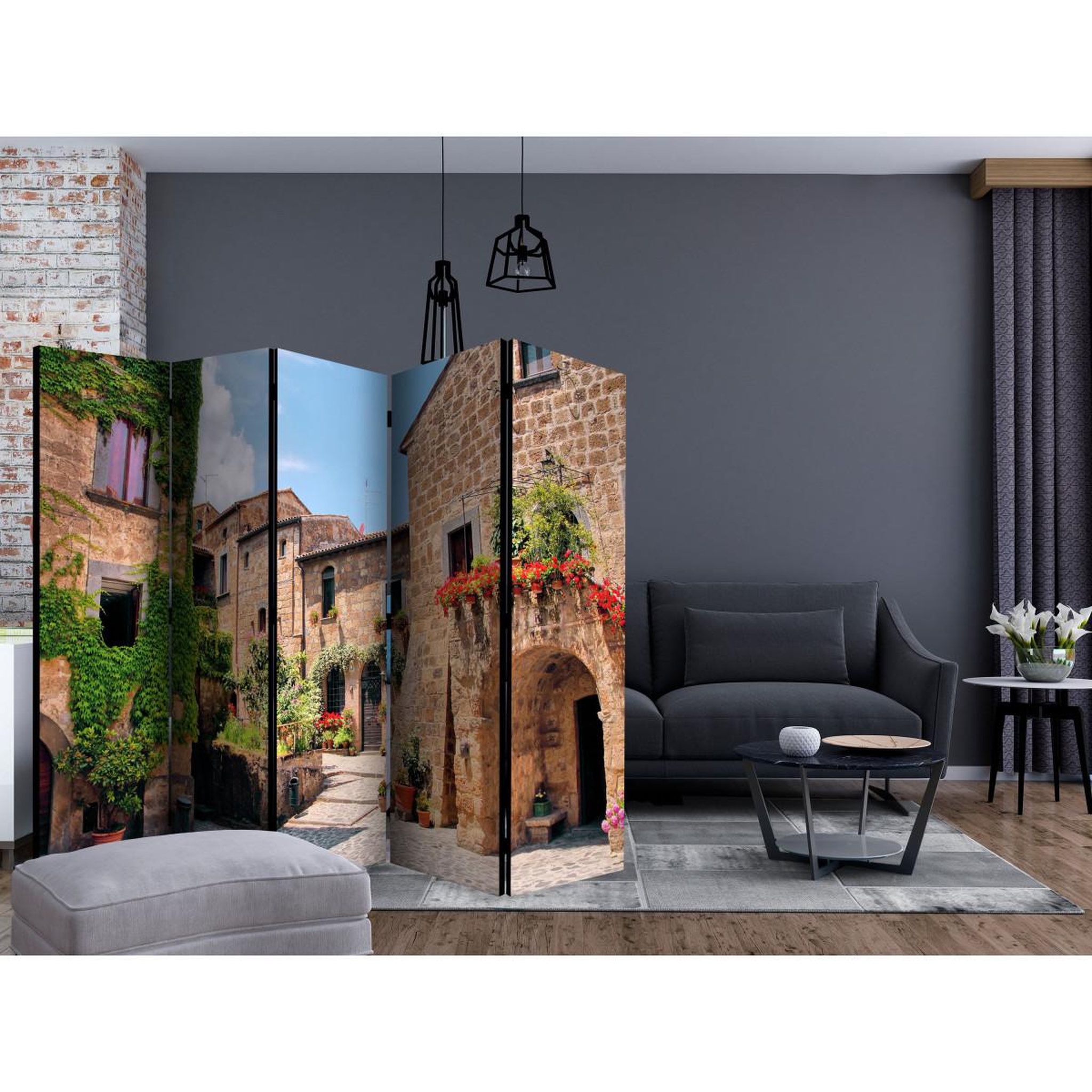 Voir la diapositive 2 : Paris Prix Paravent 5 volets  tuscan alley  172x225cm