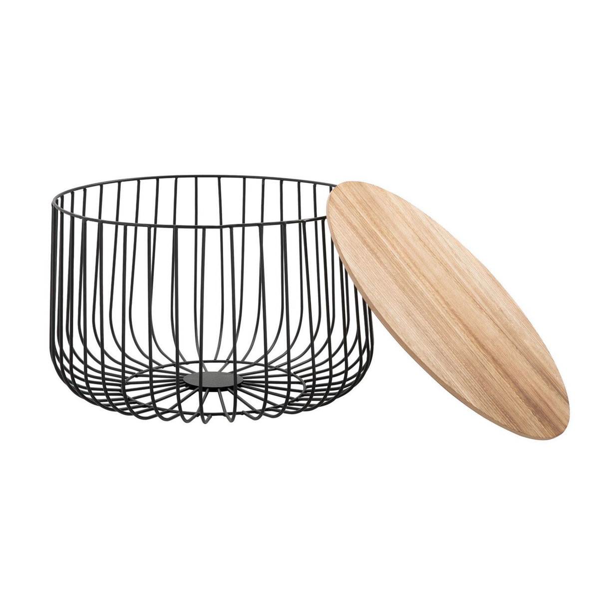 IDIMEX Lot de 2 tables d'appoint PADOVA, en métal noir et décor bois naturel