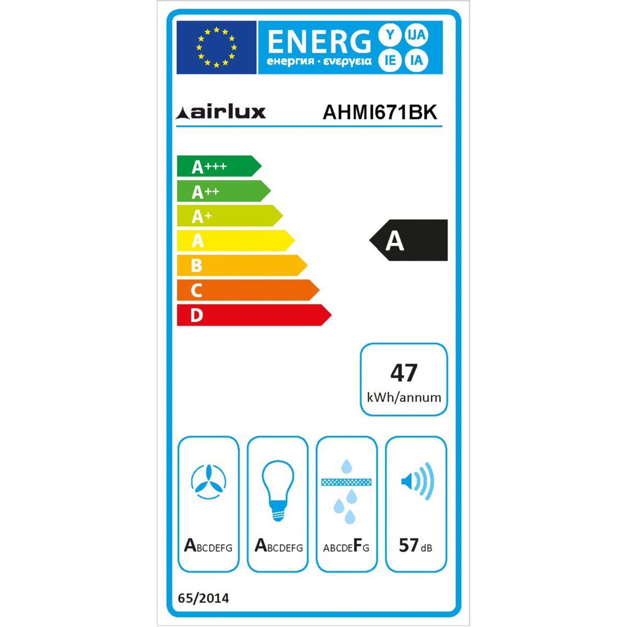 Voir la diapositive 4 : Airlux Hotte décorative murale inclinée ahmi671bk