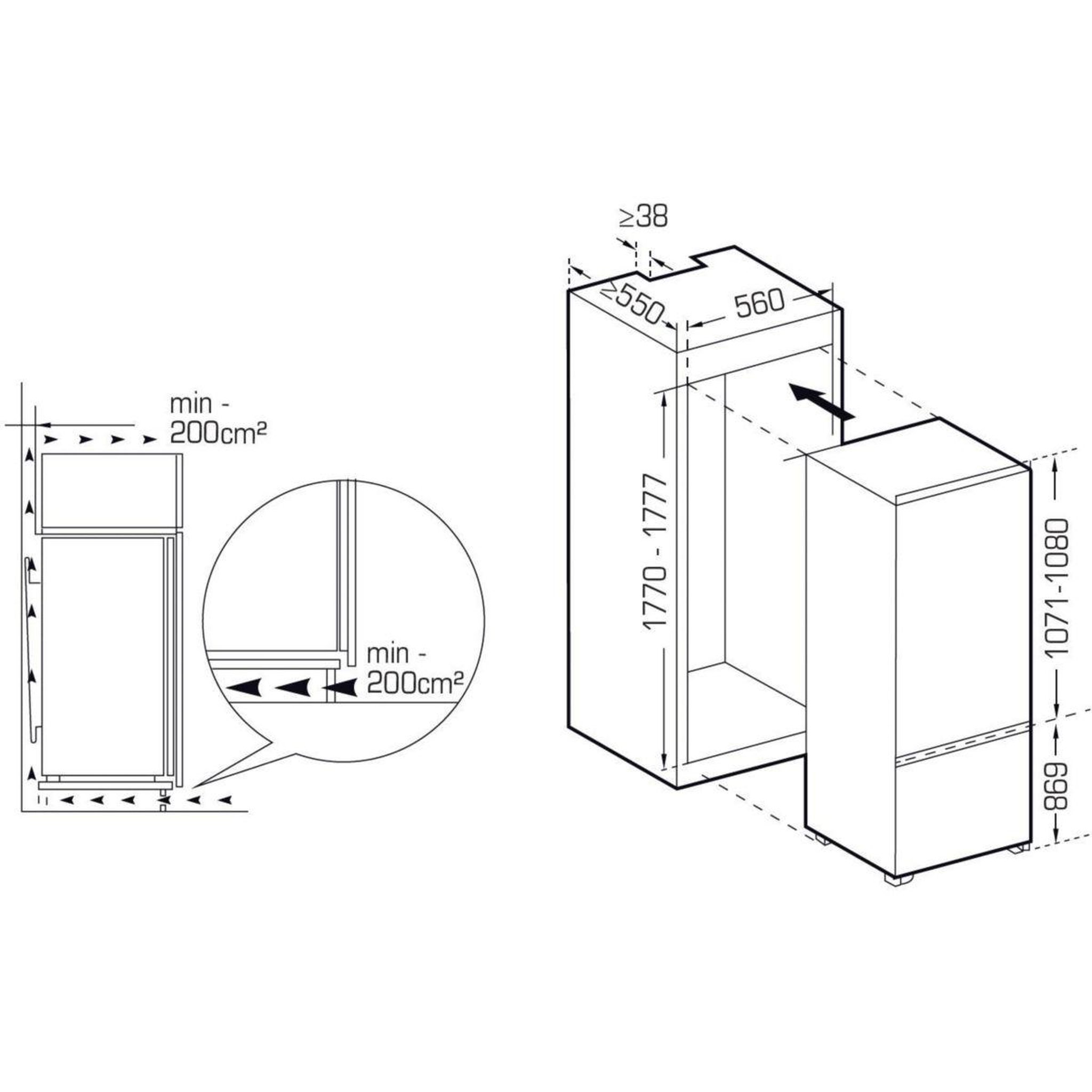 Voir la diapositive 2 : SCHNEIDER Réfrigérateur combiné encastrable SCRCS249FE