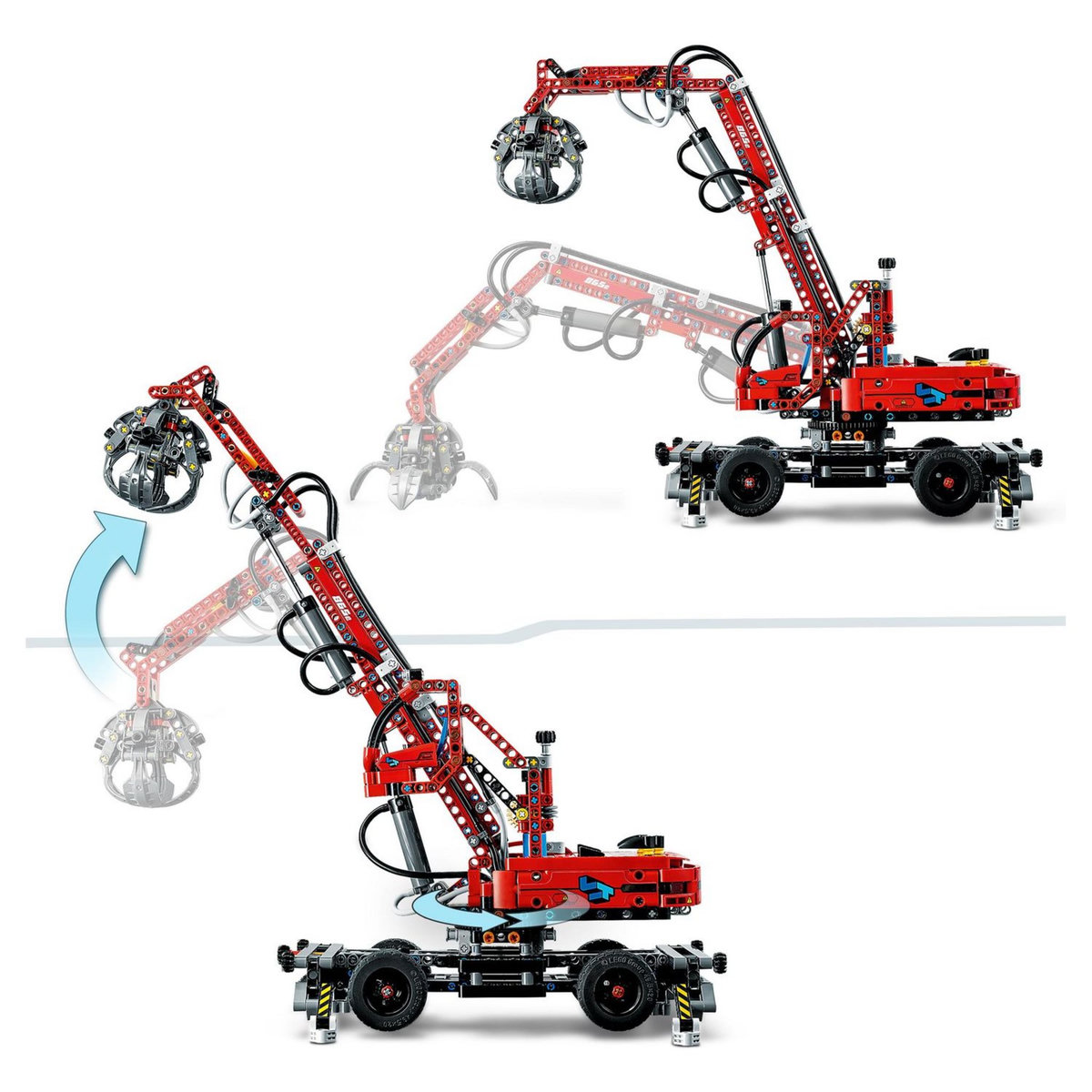 LEGO Technic 42144 La Grue de Manutention, Construction Éducative, Engin de Chantier Jouet