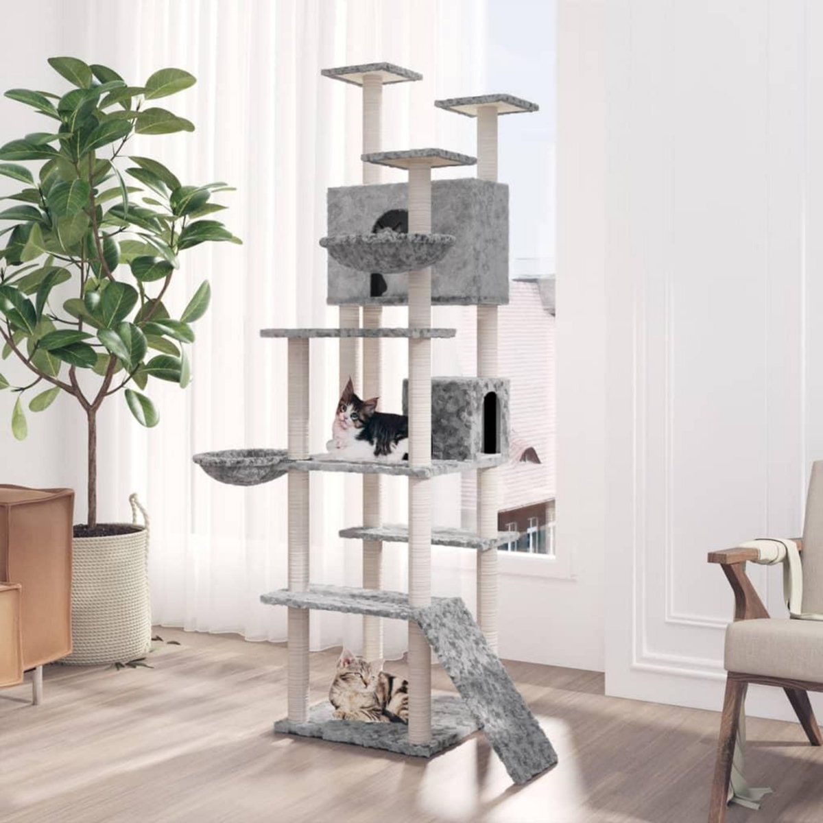 VIDAXL Arbre a chat avec griffoirs en sisal Gris clair 191 cm