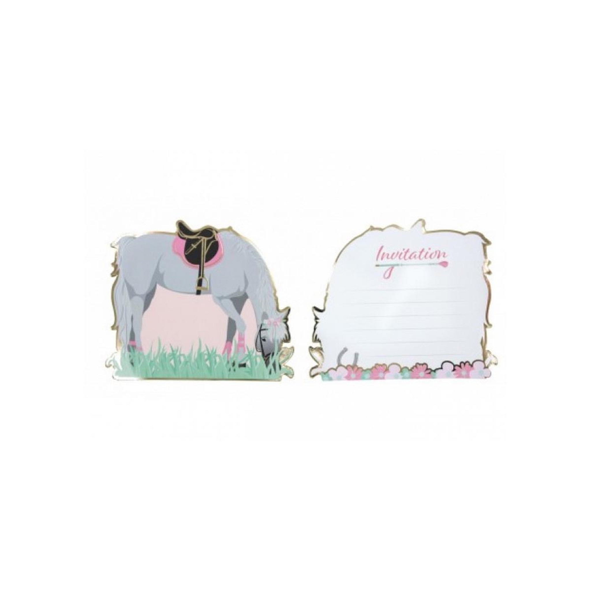 PartyPro Set de 8 invitations Cheval d Amour