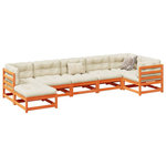 VIDAXL Salon de jardin 7 pcs cire marron bois de pin massif