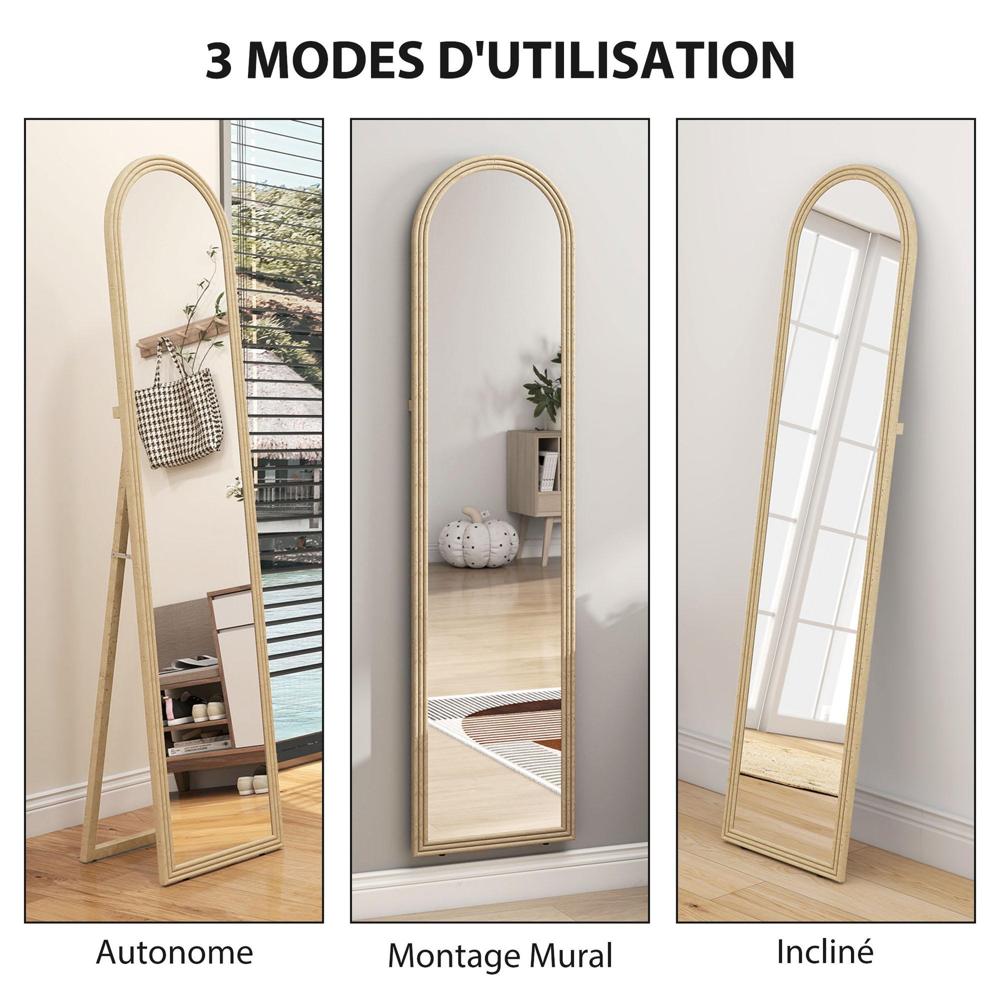 Voir la diapositive 6 : HOMCOM Miroir sur pied et mural pleine longueur 40 x 160 cm cadre pied effet pierre