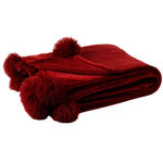 Paris Prix Plaid à Pompons  Blanket  130x170cm Rouge