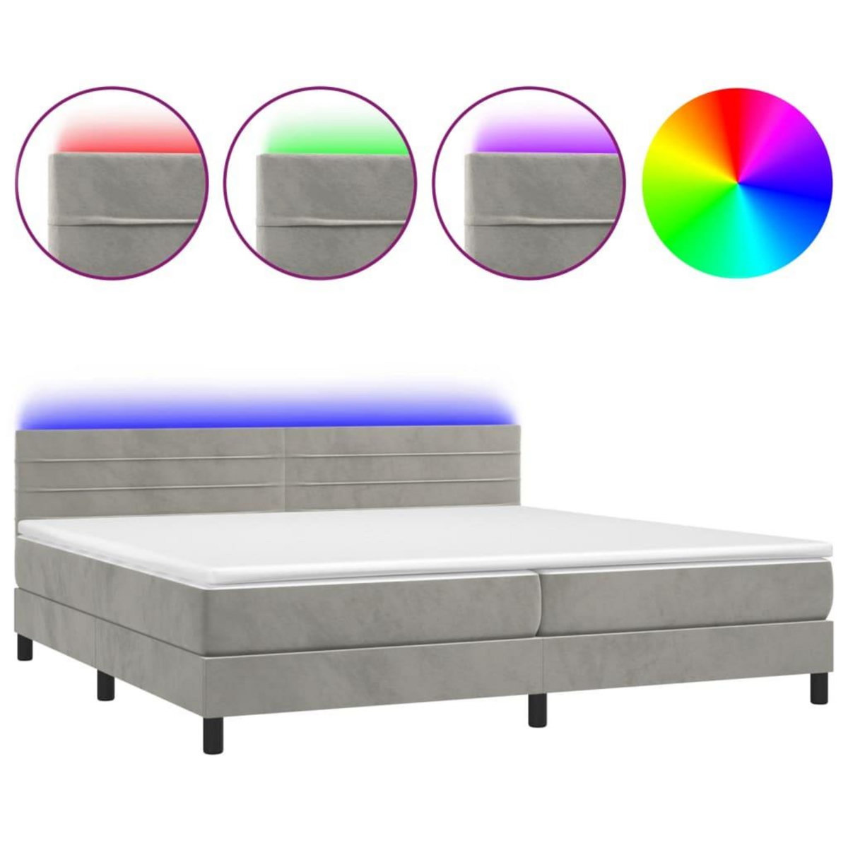 VIDAXL Sommier a lattes de lit avec matelas LED Gris clair 200x200 cm