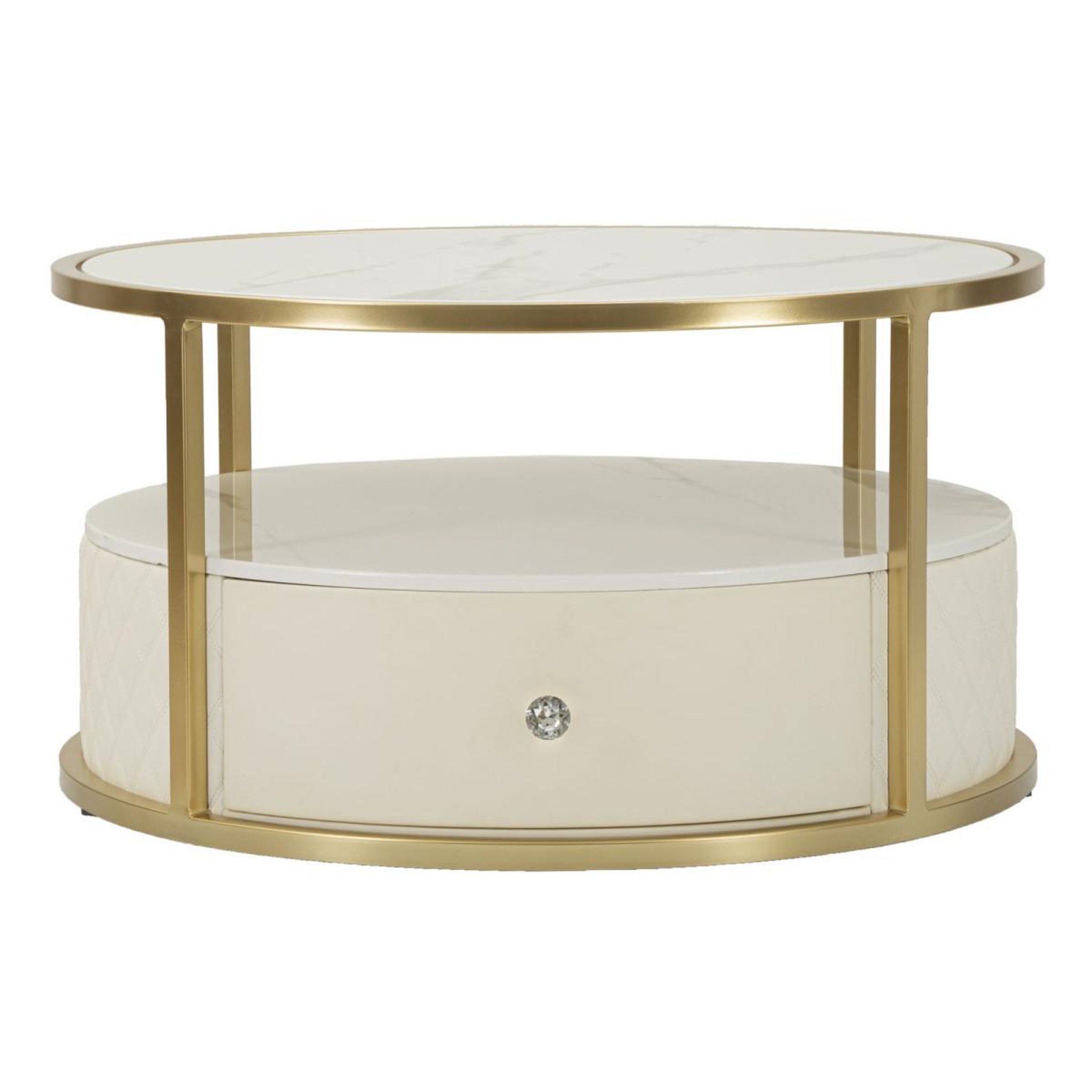 Paris Prix Table basse effet marbre  sharon  75cm blanc & or
