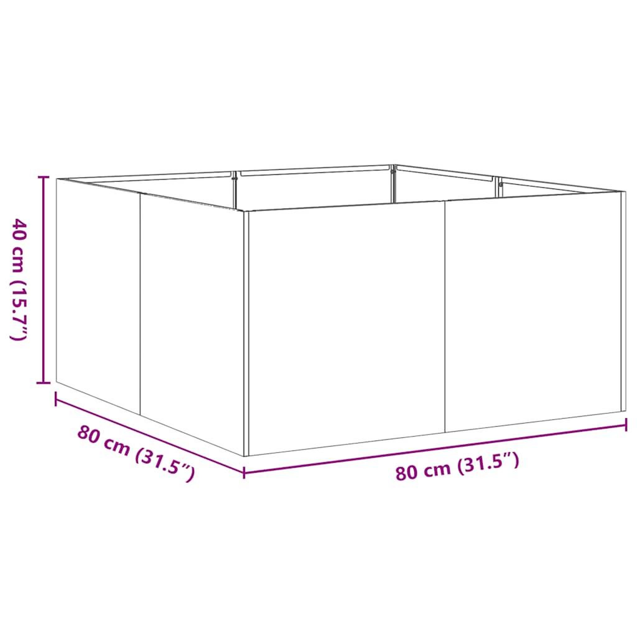 Voir la diapositive 6 : VIDAXL Jardiniere 80x80x40 cm acier inoxydable