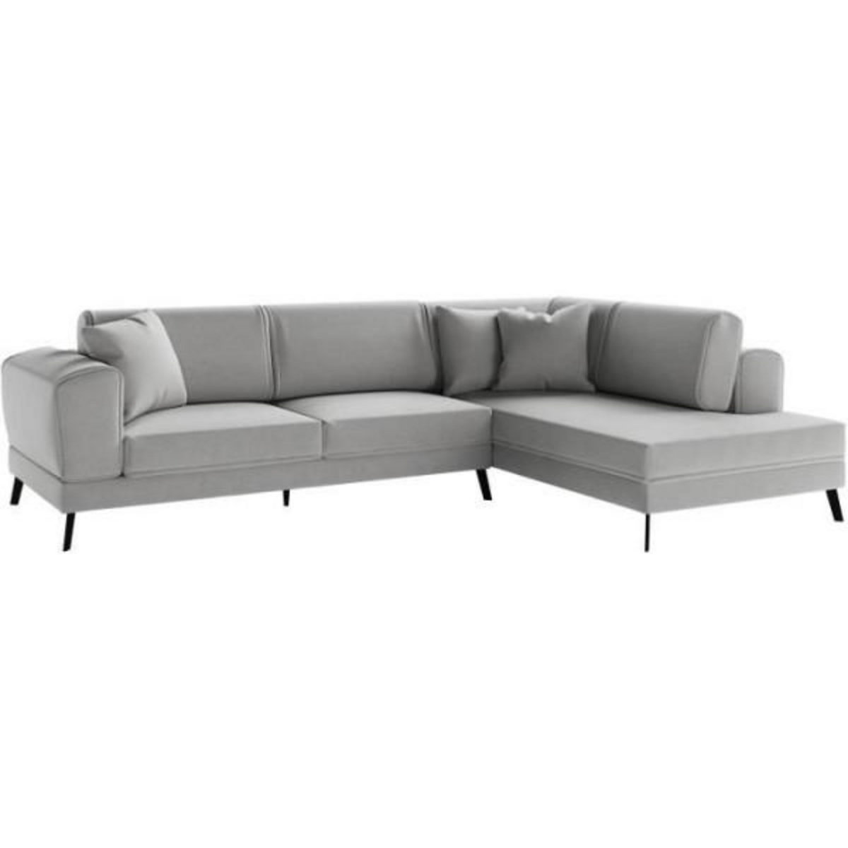 LOUNGITUDE Canapé d'angle droit convertible IMPERIAL 5 places - Tissu gris clair - 2 coffres de rangement - L304 x P212 x H86 cm