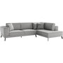 Voir la diapositive 3 : LOUNGITUDE Canapé d'angle droit convertible IMPERIAL 5 places - Tissu gris clair - 2 coffres de rangement - L304 x P212 x H86 cm