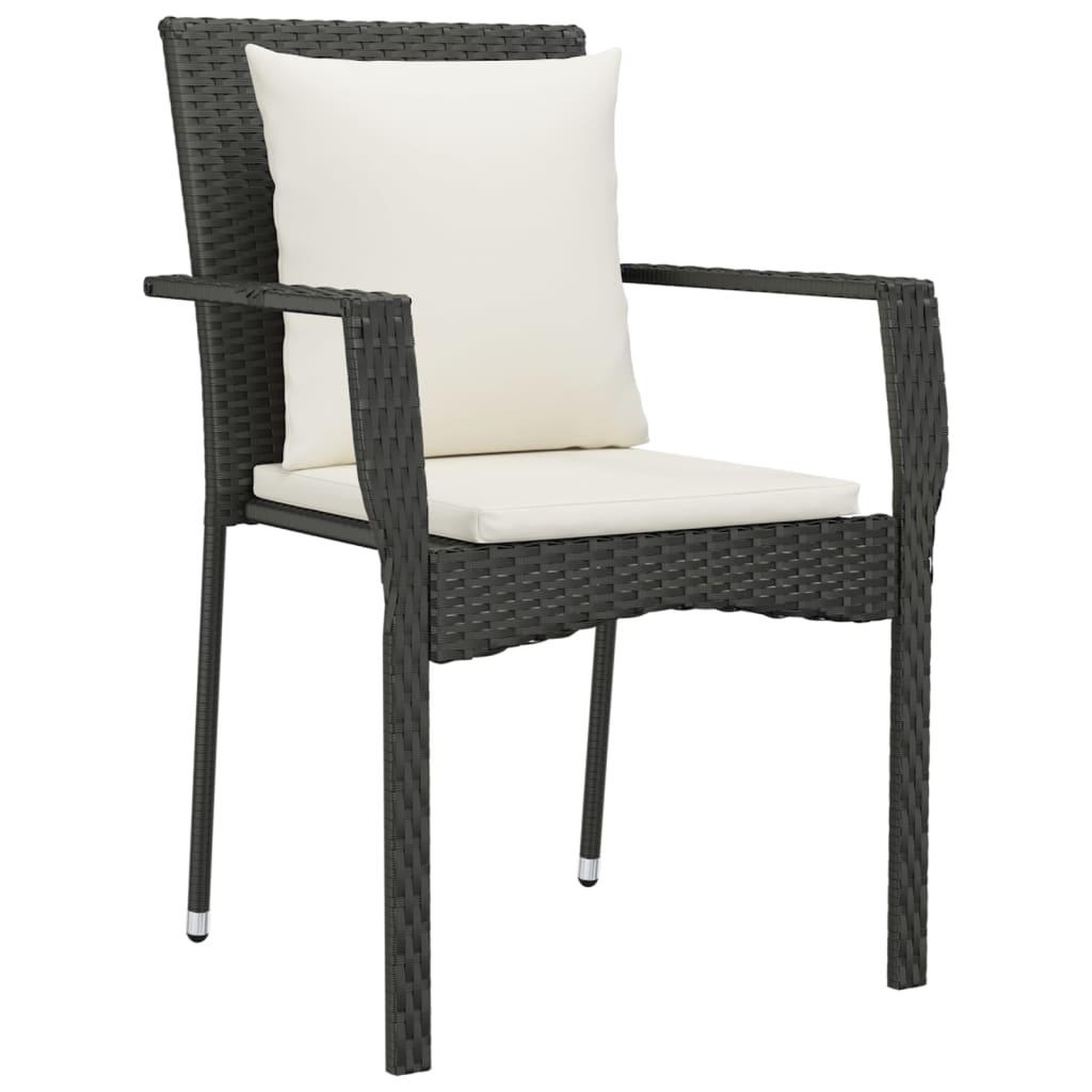 Voir la diapositive 3 : VIDAXL Chaises de jardin lot de 2 avec coussins Resine tressee Noir