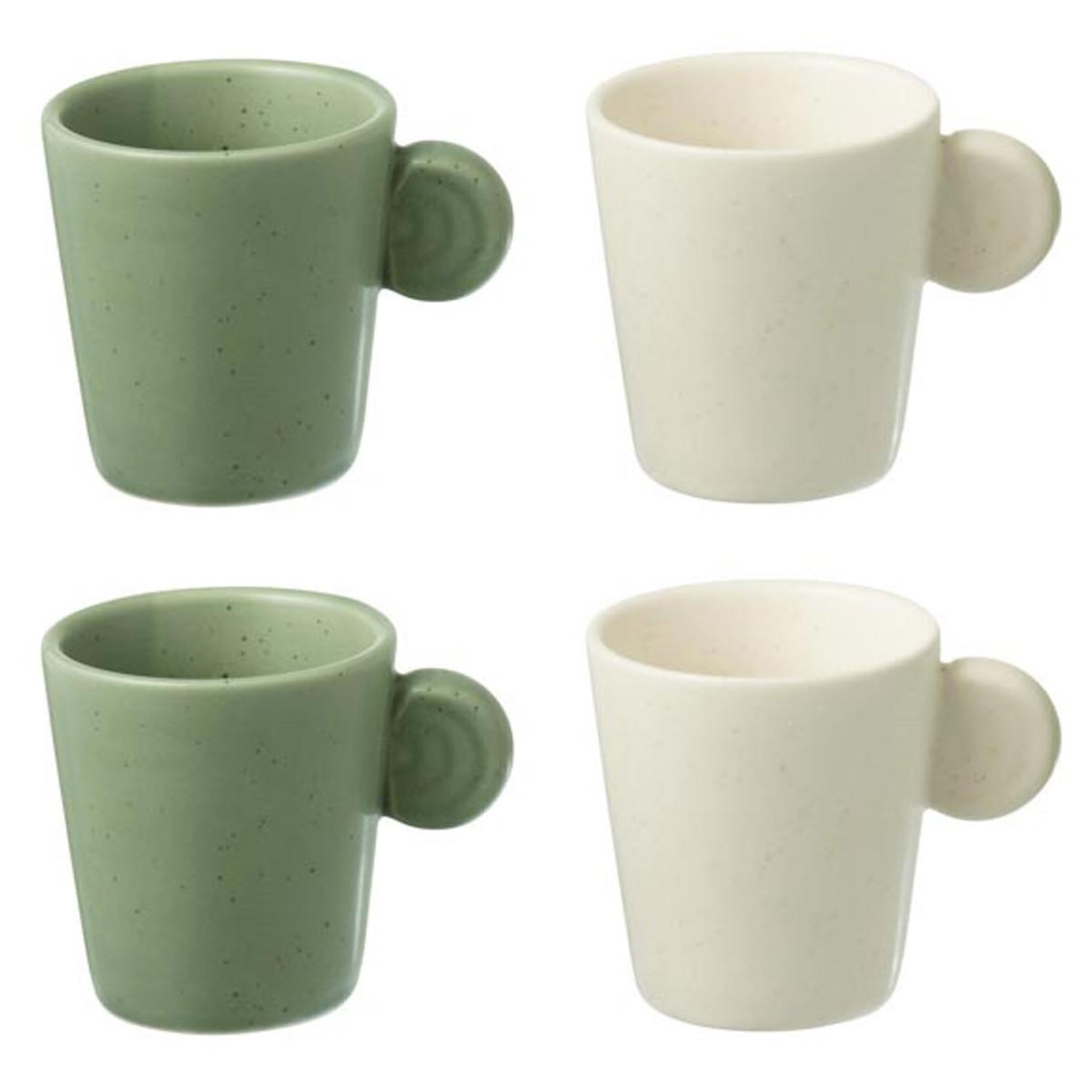 J-LINE Lot de 4 tasses à café  avery  7,5cl vert & blanc