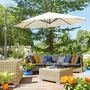 Voir la diapositive 2 : OUTSUNNY Parasol déporté octogonal inclinable manivelle avec pied en acier Ø 2,94 x 2,48H m beige clair
