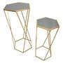 Voir la diapositive 2 : Paris Prix Lot de 2 Tables d'Appoint  Hexagone  65cm Or