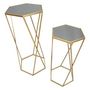 Voir la diapositive 2 : Paris Prix Lot de 2 Tables d'Appoint  Hexagone  65cm Or