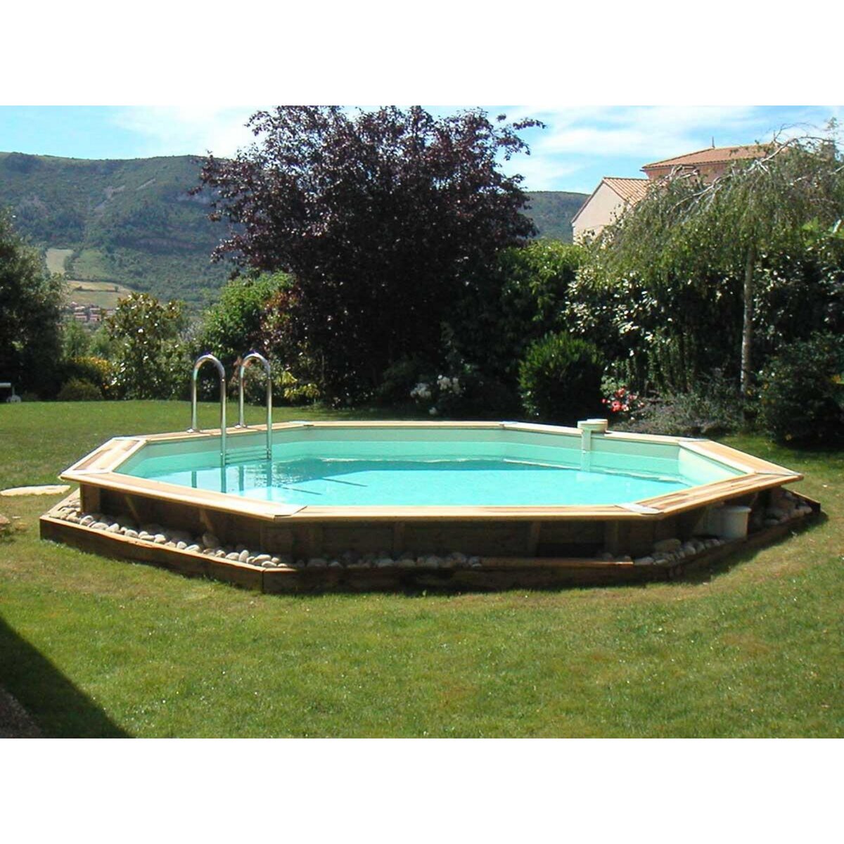 Ubbink Piscine bois Océa 5,80 x 1,30 m - Liner gris - Ubbink