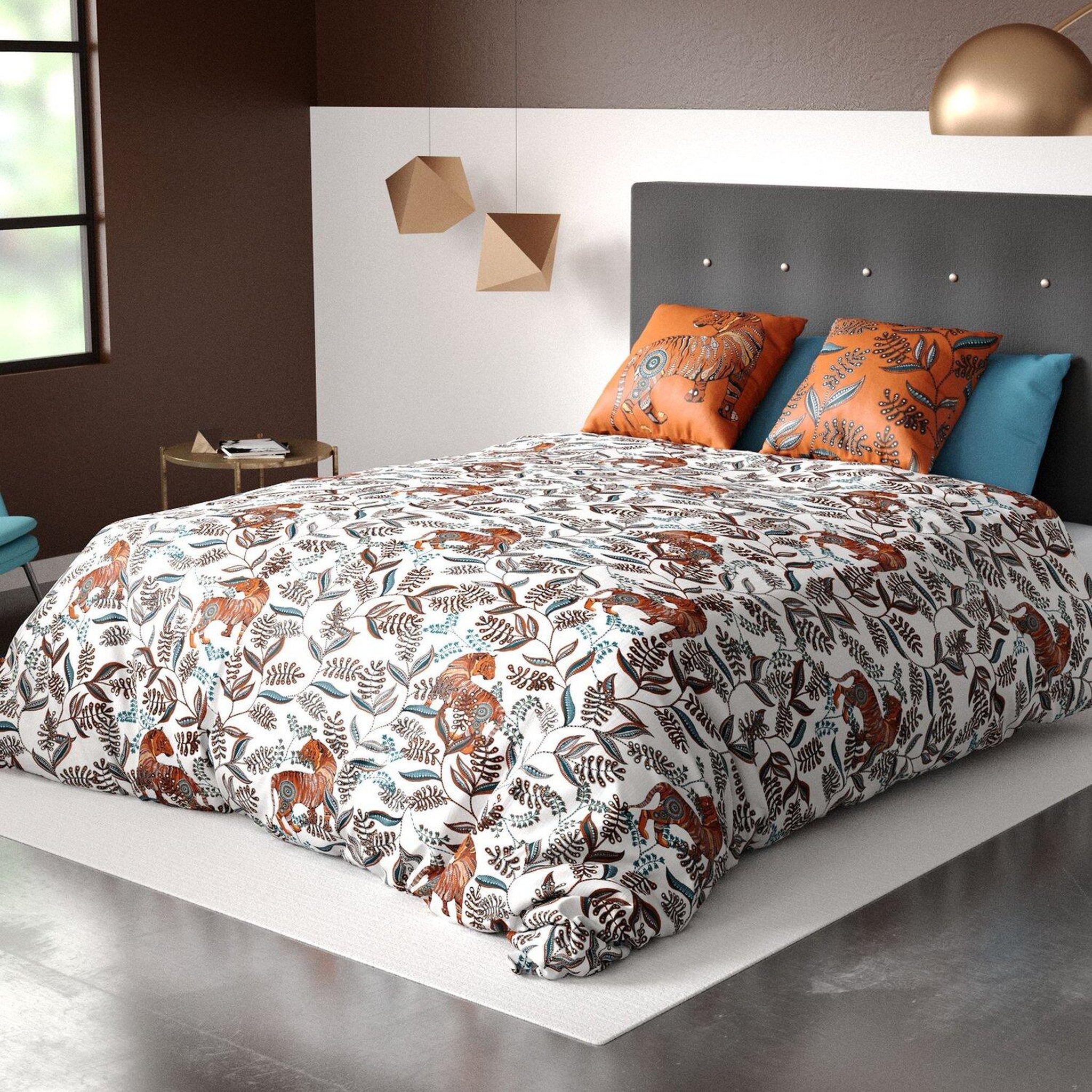 Voir la diapositive 2 : Les Ateliers du Linge Parure housse de couette 100% coton 57fils-savane