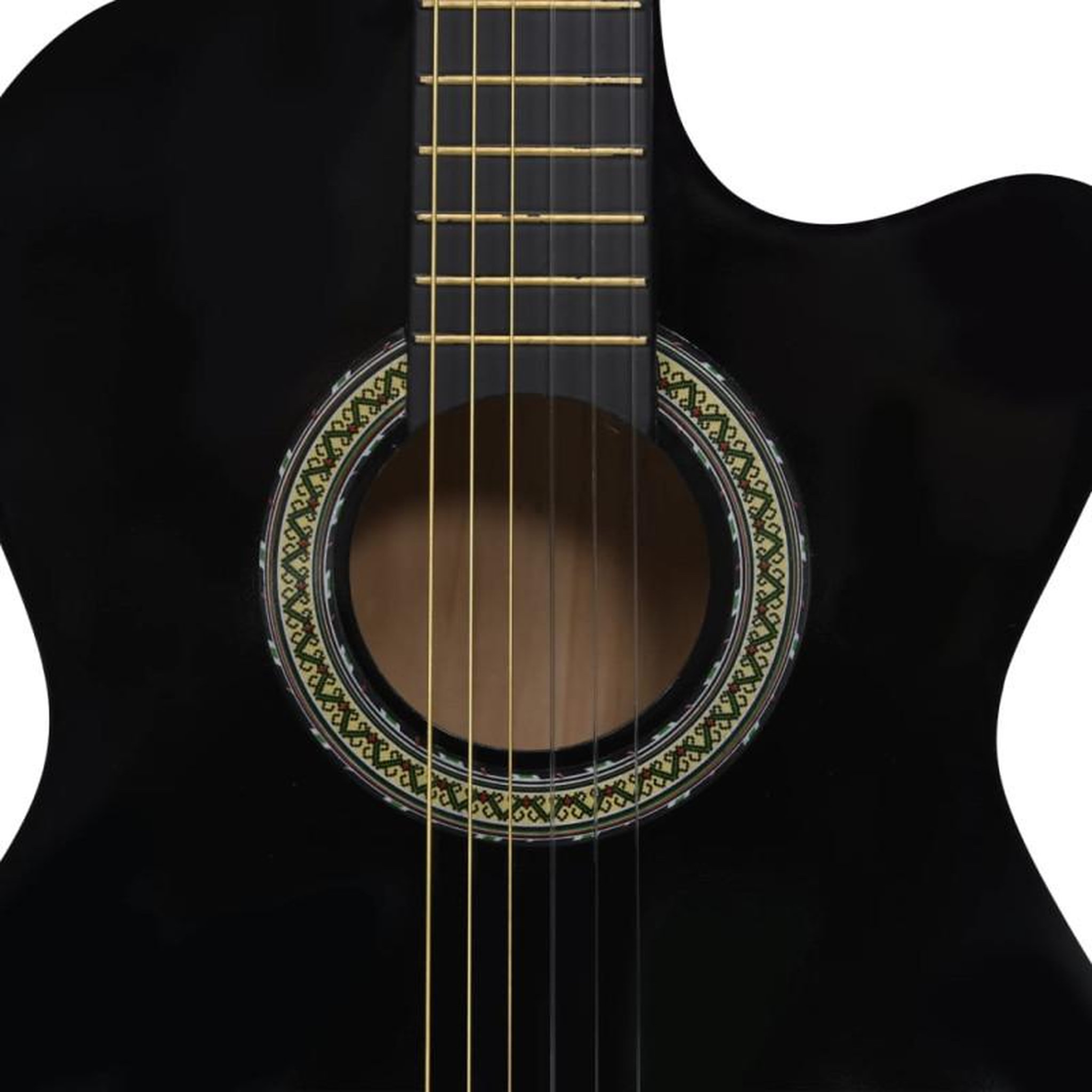 Voir la diapositive 5 : VIDAXL Guitare découpée classique occidentale égaliseur 6 cordes Noir