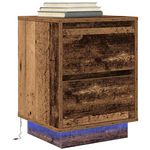 VIDAXL Table de chevet avec lumieres LED vieux bois 38x34x50 cm