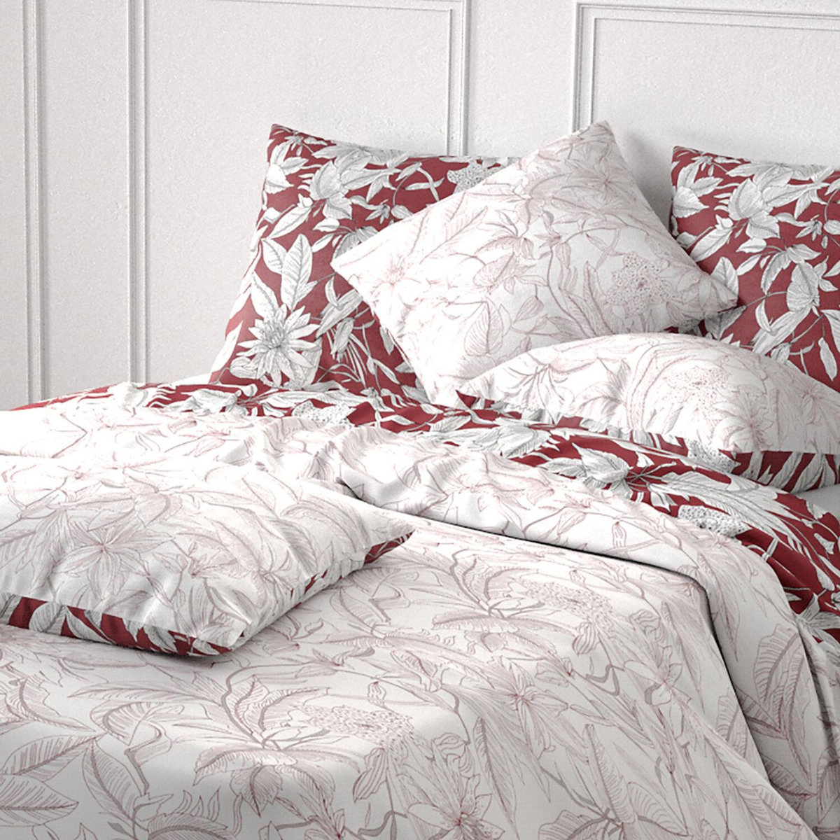 ATELIER DU COTON Parure housse de couette 100% coton 71 fils bonheur reversible