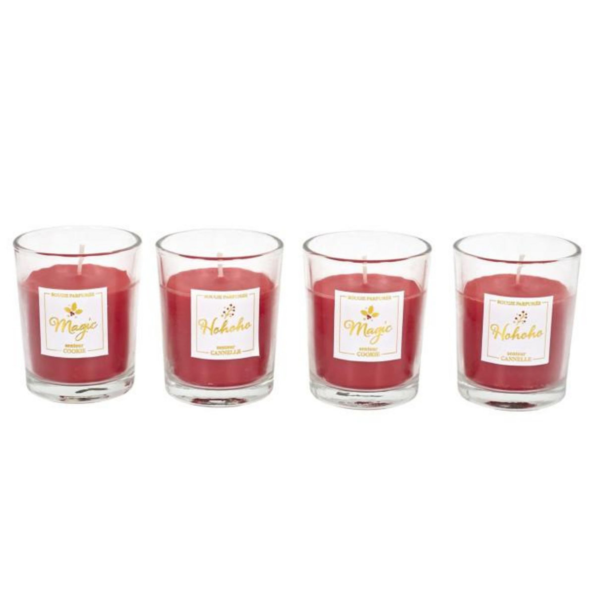 Paris Prix Coffret 4 Bougies Parfumées Maison  Noël  18cm Rouge