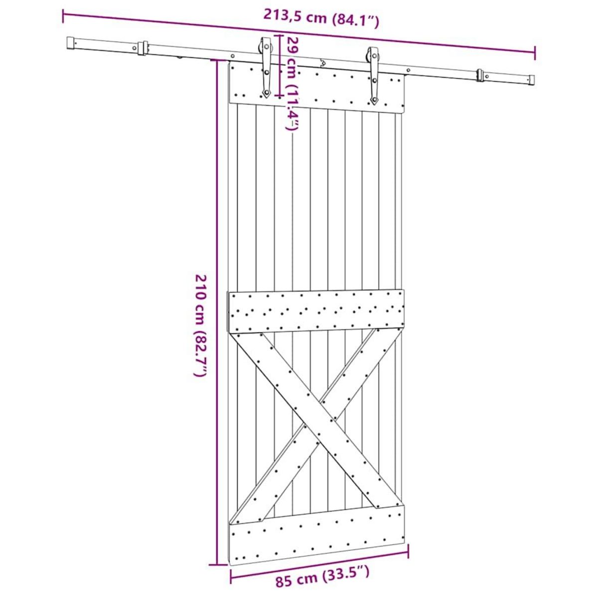 VIDAXL Porte coulissante et kit de quincaillerie 85x210 cm pin massif