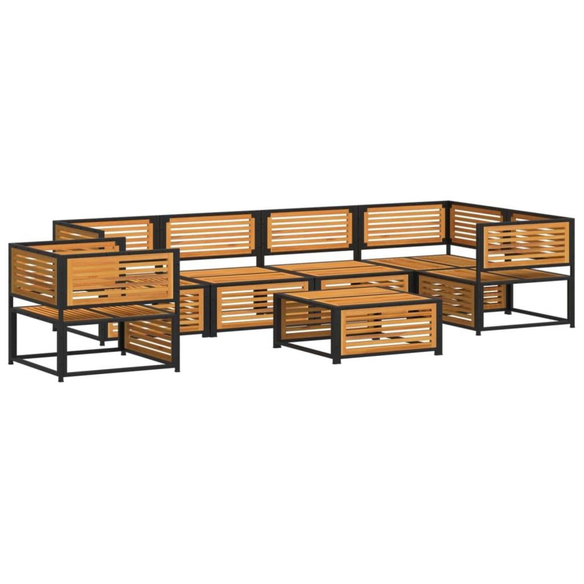 VIDAXL Salon de jardin avec coussins 7 pcs bois massif d'acacia