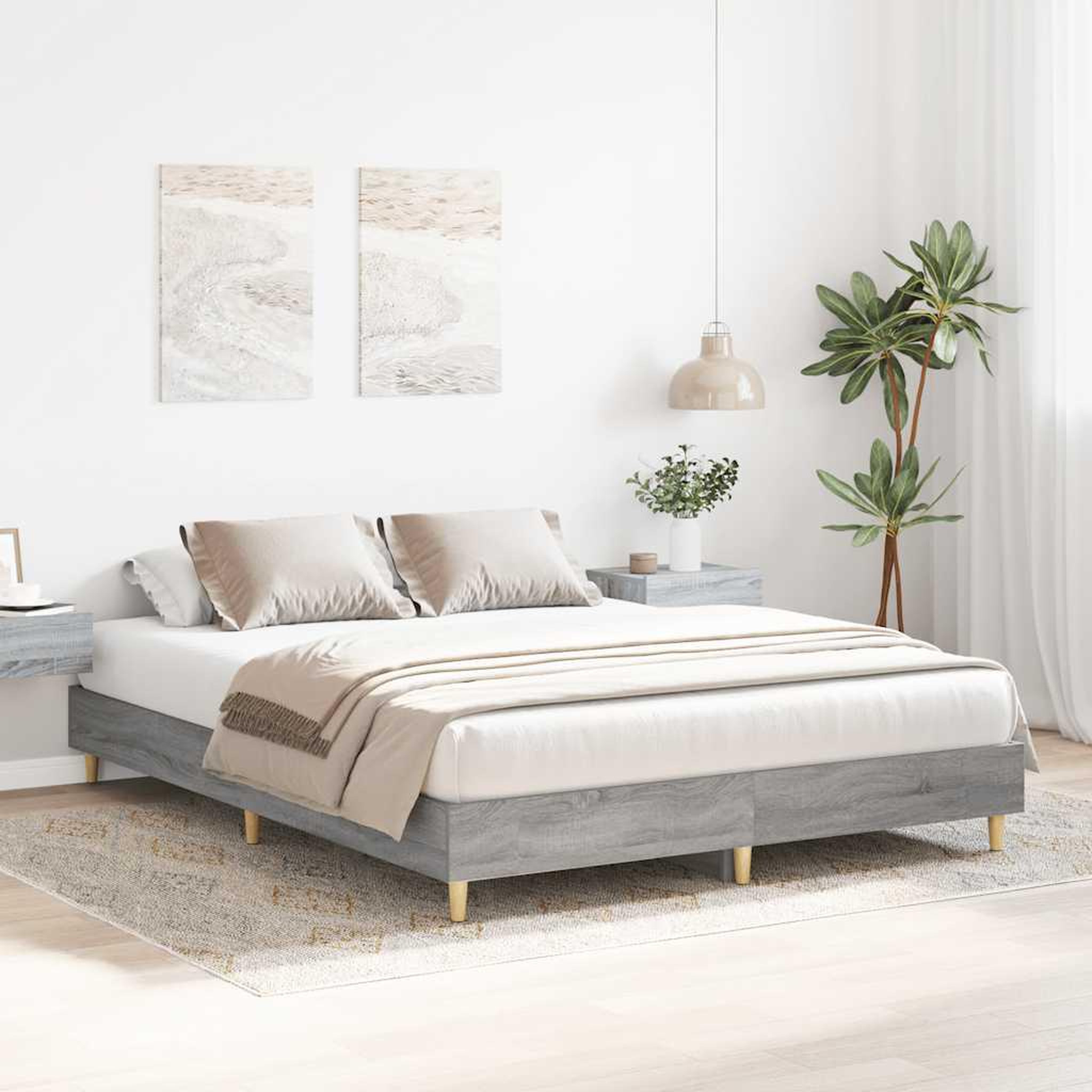 Voir la diapositive 3 : VIDAXL Cadre de lit sans matelas sonoma gris 140x200 cm