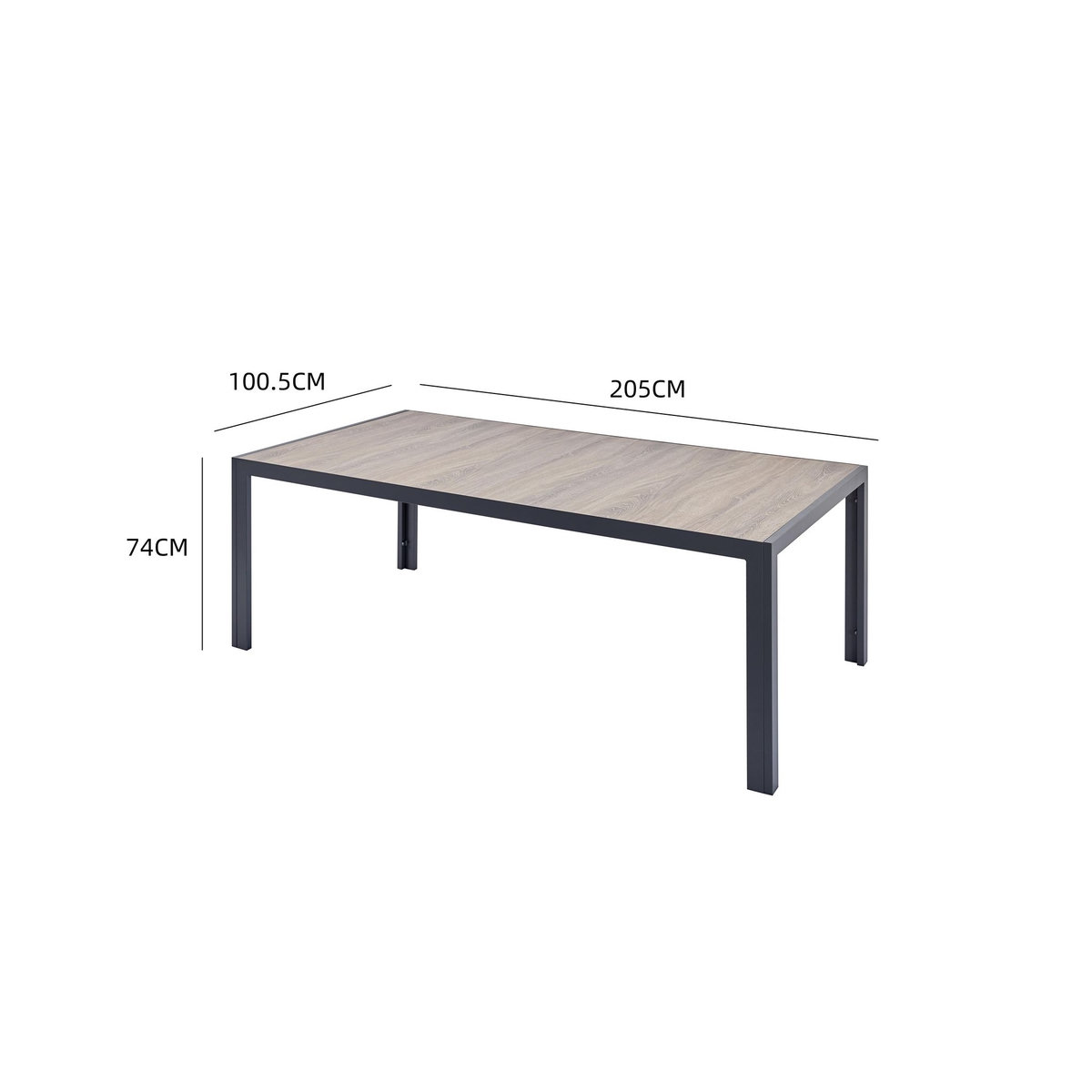 CONCEPT USINE Table de jardin 10 places en alu et plateau effet bois LAGOS