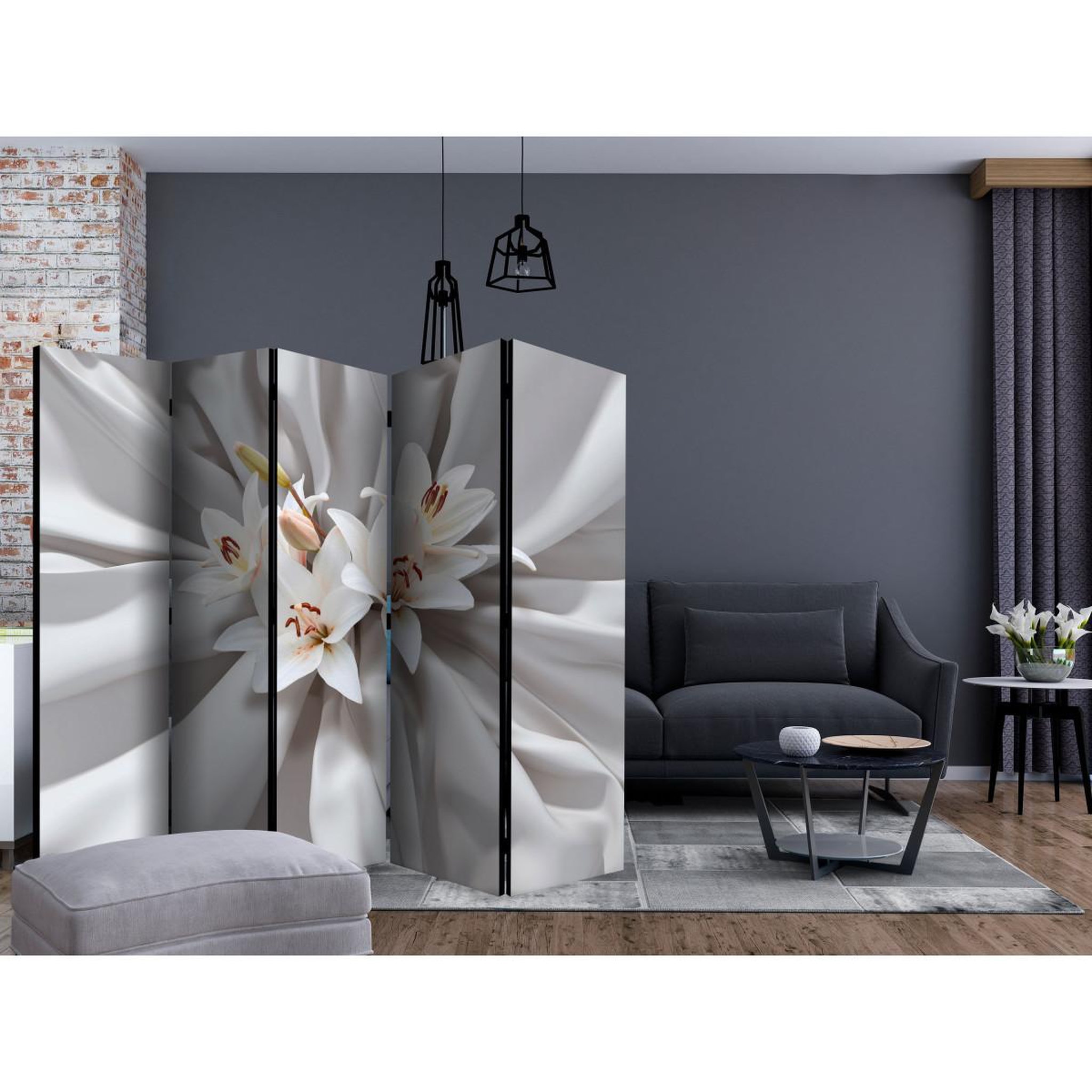 Voir la diapositive 2 : Paris Prix Paravent 5 volets  sensual lilies  172x225cm